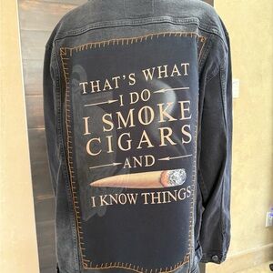 Upcycled Indigo-G Cigar Distressed Black Denim Size 3XL